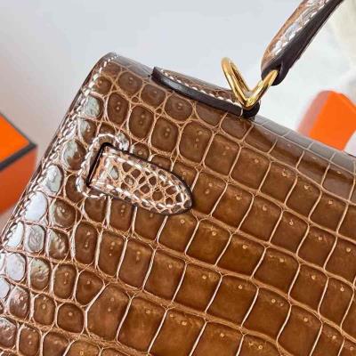 wholesale quality hermes kelly 25 porosus shiny miel crocodile ghw